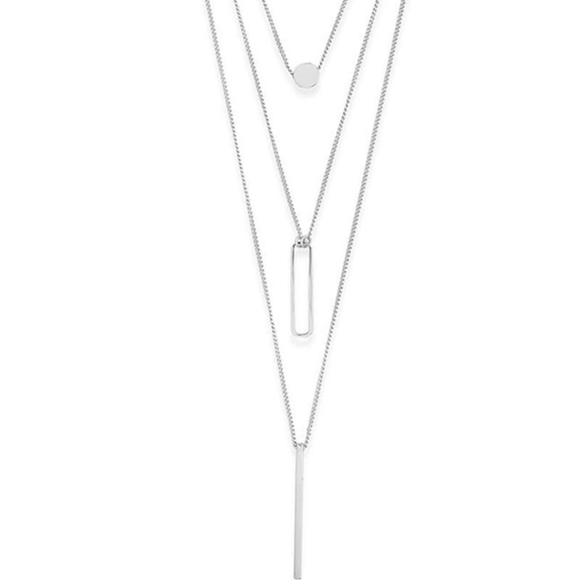 Triple layer Silver Necklace - Picture 4 of 6